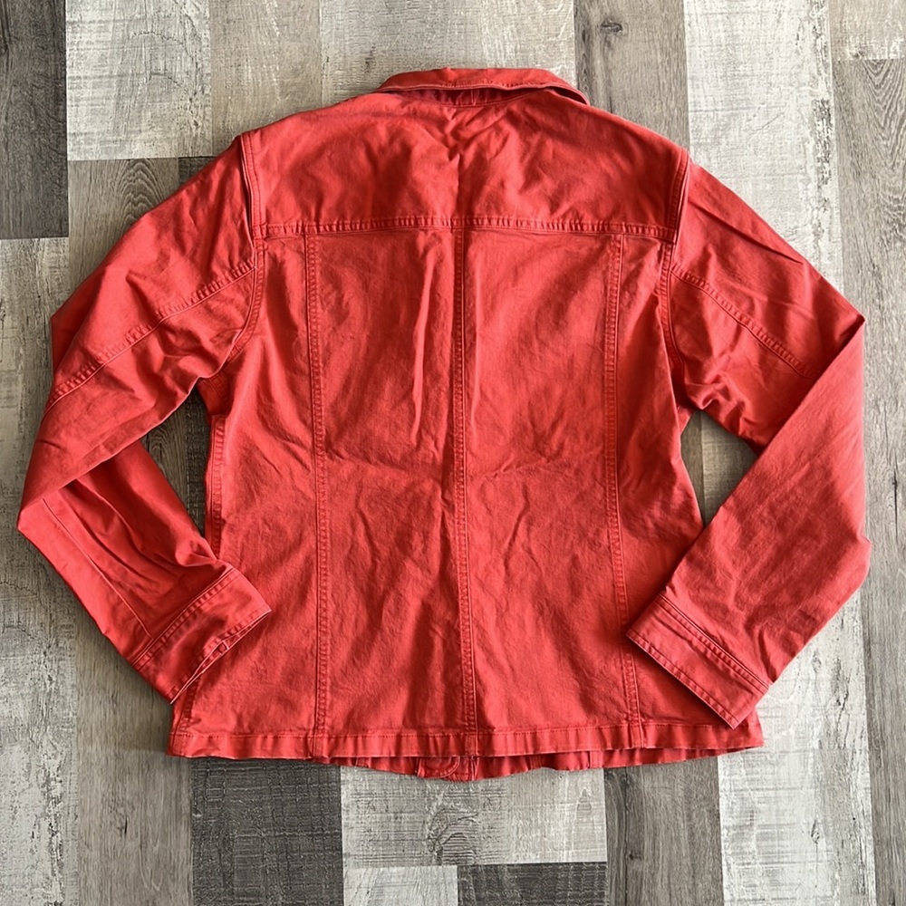 Jones New York Sport Coral Cotton Stretch Denim Button Down Jacket Womens Size L - Picture 6 of 8